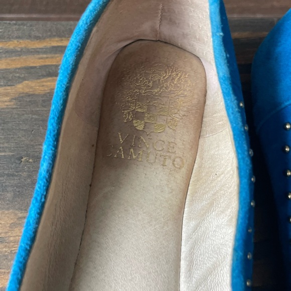 VINCE CAMUTO Lonovan Women's Casual Flats Loafers Studded Suede Teal Blue #B37 - Picture 2 of 3